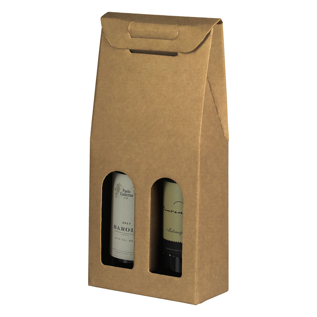 3-layer self-assembling gift box for two bottles