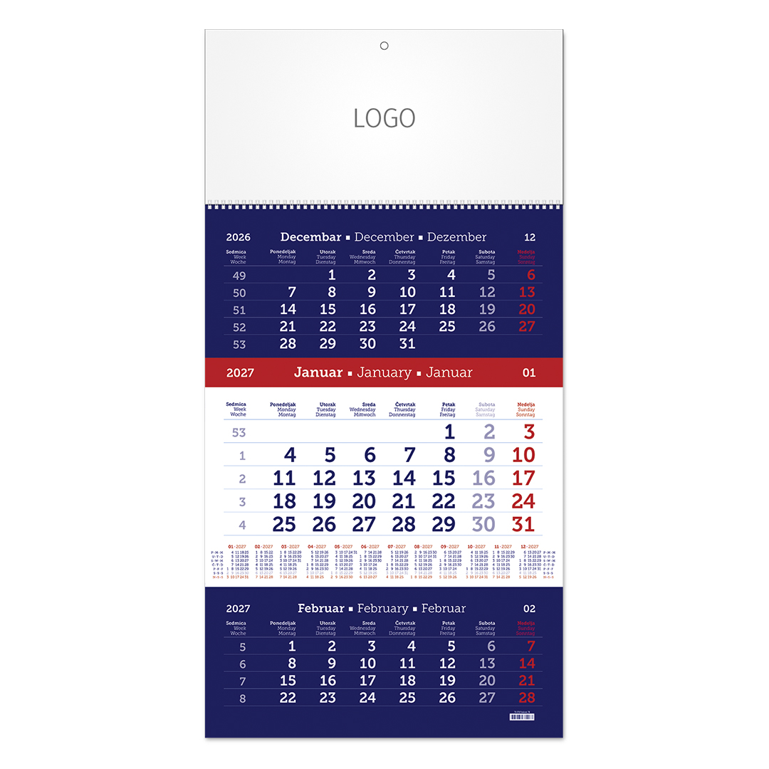 Wandkalender , 12 Seiten, Format A3